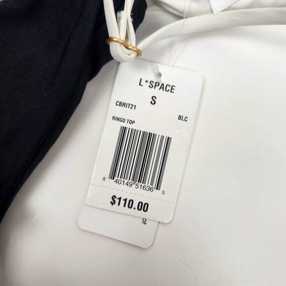 L*Space Ringo Bikini Top in Black & Cream Size Small NWT Adjustable - Picture 4 of 5